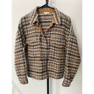 MYSTREE Tweed Preppy Shacket Cropped Blazer